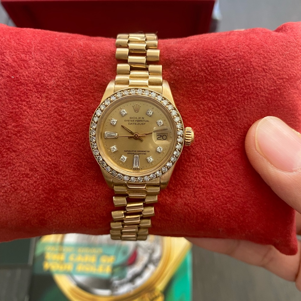 Vintage Rolex 18K yellow gold President Datejust Ladies Watch 26mm with diamonds - Picture 5 of 9